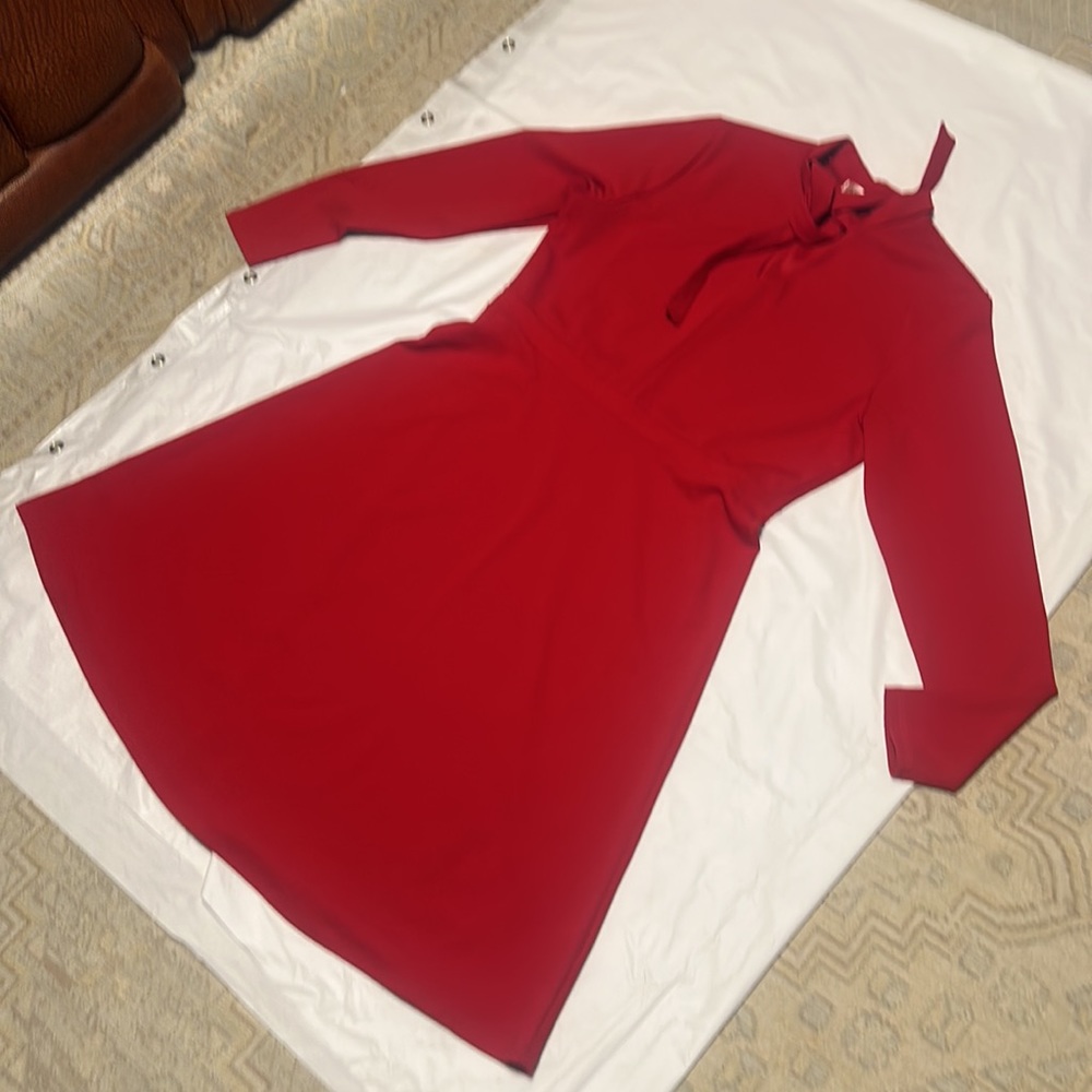 DOWNEAST WOMENS BEAUTIFUL RED CHRISTMAS VIBES DRESS SIZE L LIKE NEW